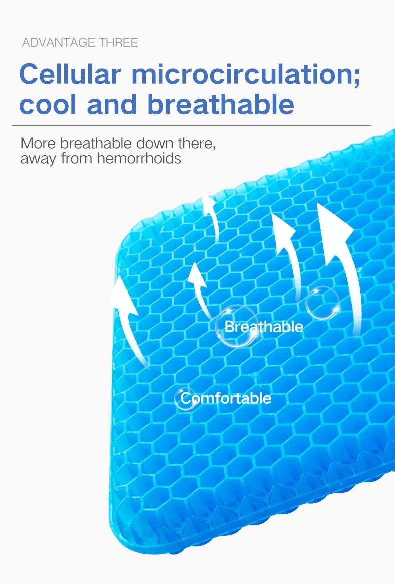 Large Gel Seat Cushion, Ergonomic Honeycomb Design, Thick Dual-Layer Gel Pad for Back Pain Relief, Suitable for Car, Office, Home, Wheelchair, Chair