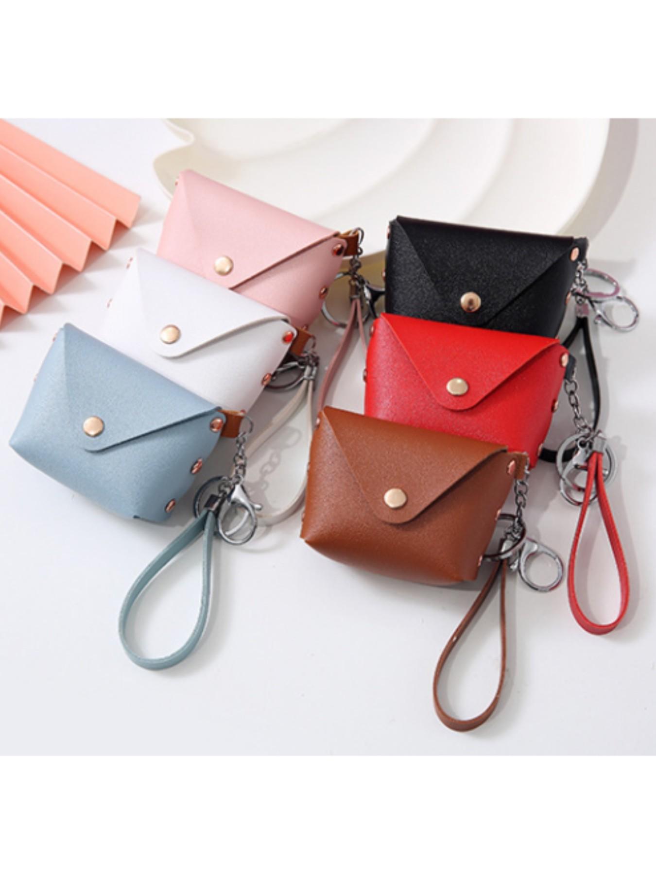 Korean Style Creative Keychain Bag, PU Leather Wrist Strap Coin Purse, Mini Storage Pouch, Boho Fashion Accessory for All Seasons