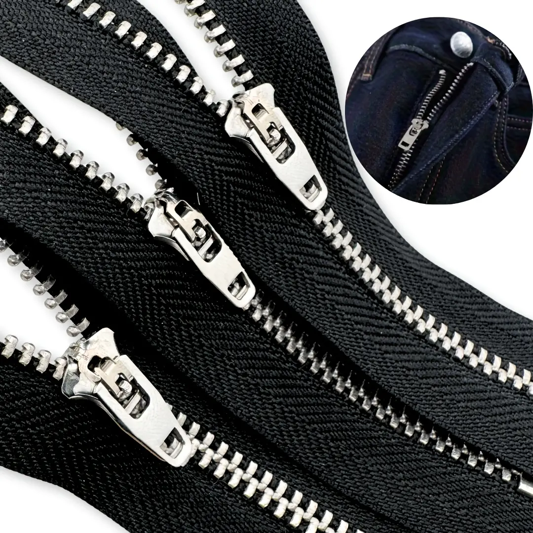 3pcs #4 closed-end zippers in 10cm / 15cm, suitable for trousers, ideal for jeans, garments and DIY sewing craft projects; available in four lengths, perfect for mending denim and pants