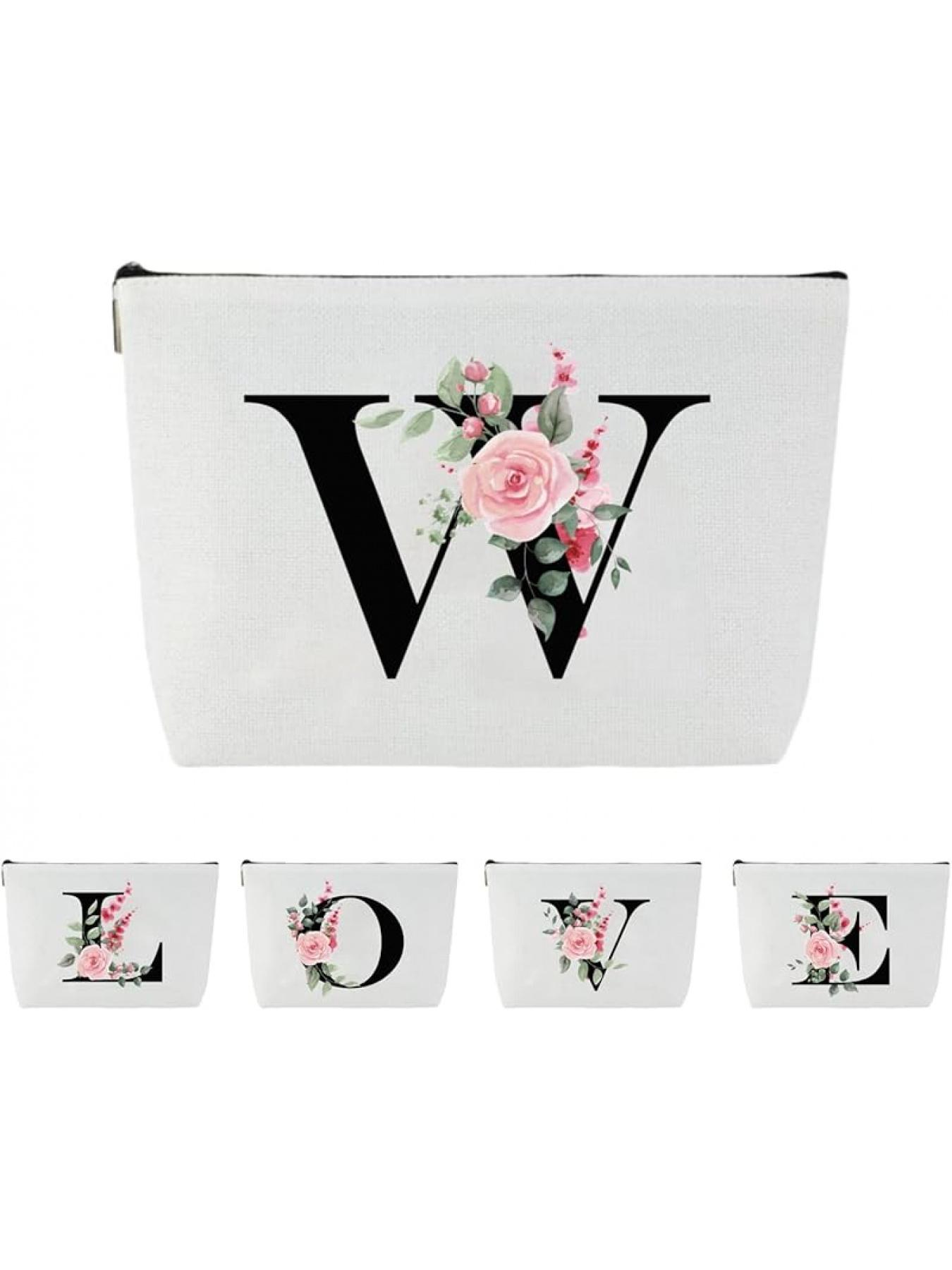 Blisswave Cosmetic Bag with Name, Personalised Cosmetic Bag from A to Z, High-Quality Metal Zip, Exquisite Print Design, Lined, Personalised Gifts for Women and Girls (White)