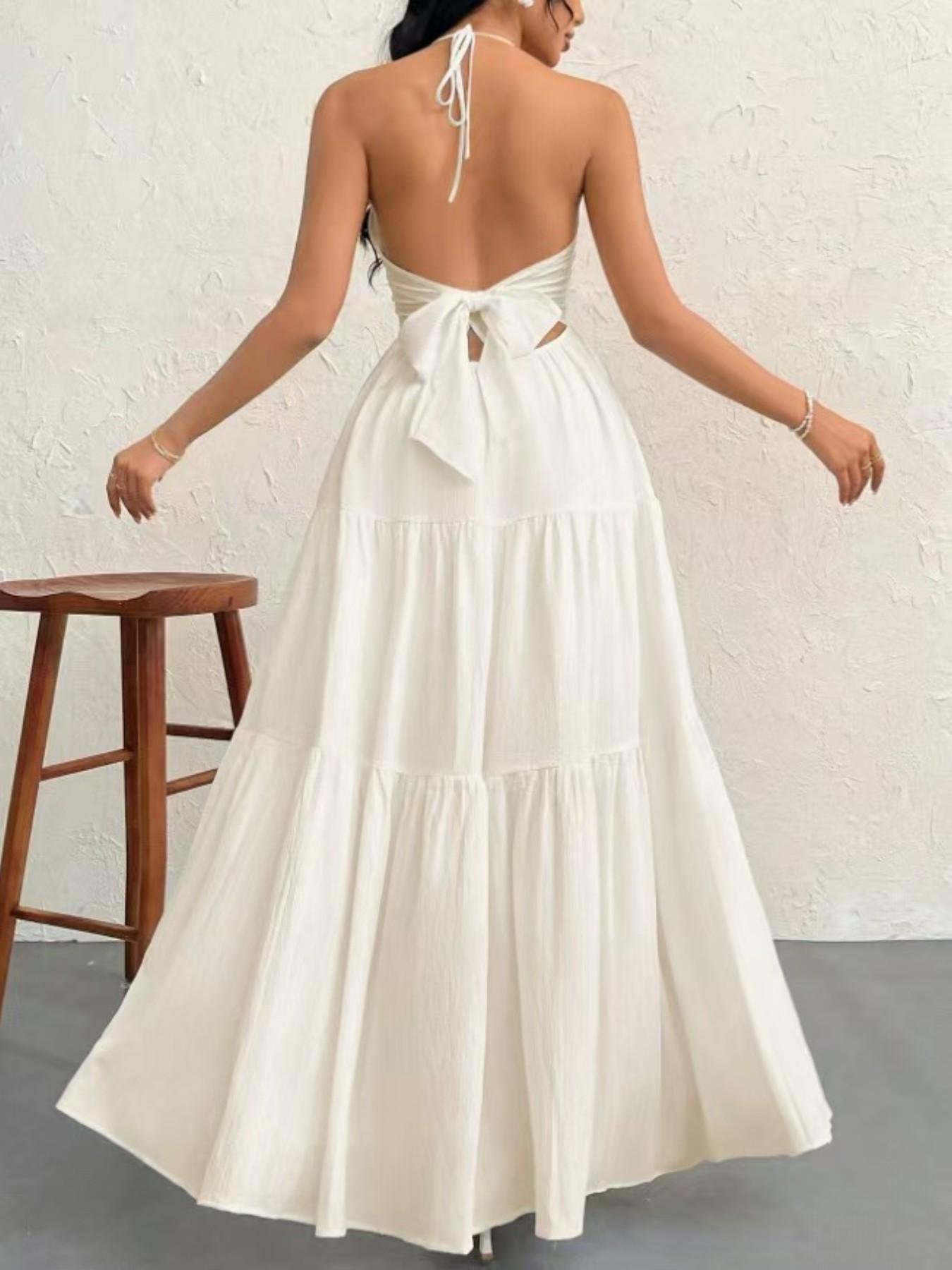 Women's Simple Loose Sleeveless A-Line Dress, Summer Casual Basic Beach Vacation Party Minimal Elegant Dress, Fashion Women's Clothing