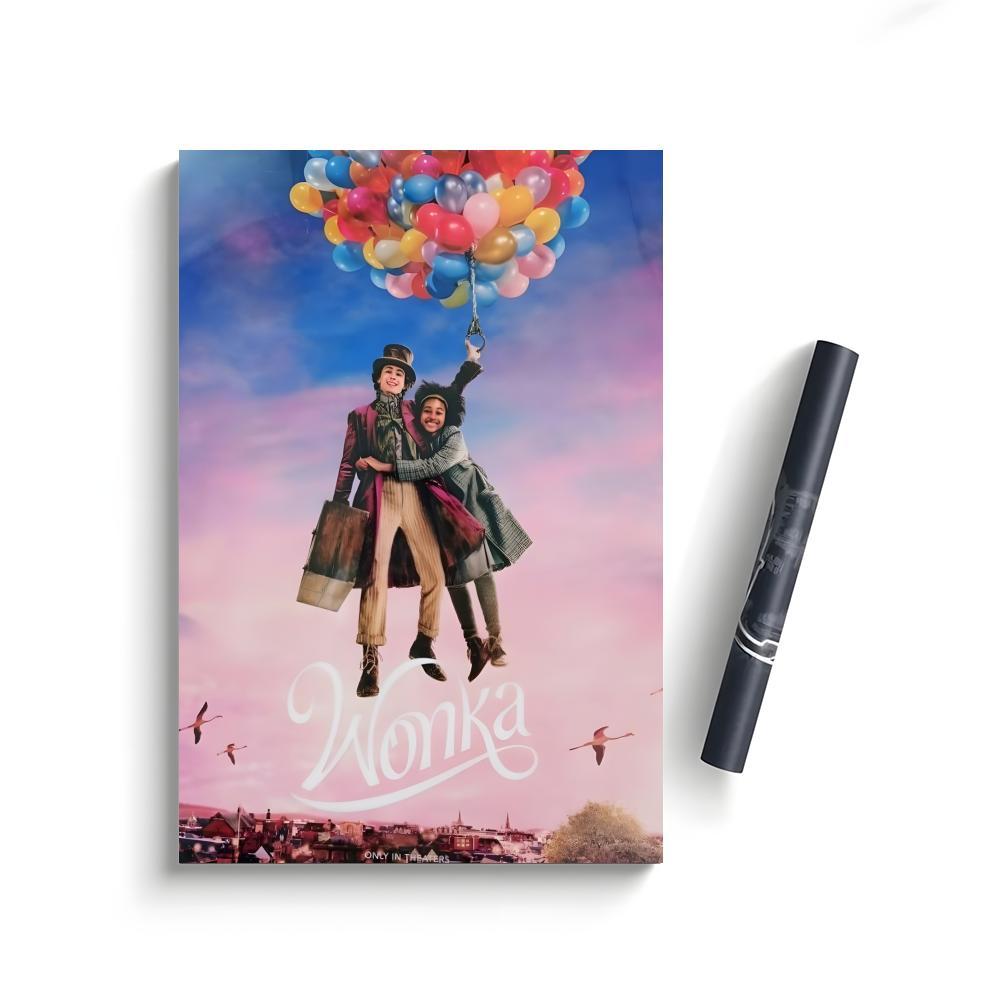 2023 Wonka Movie Poster Self-Adhesive Waterproof Art Sticker, Aesthetic Minimalist Wall Poster for Coffee Shop, Bar & Home Room Decor