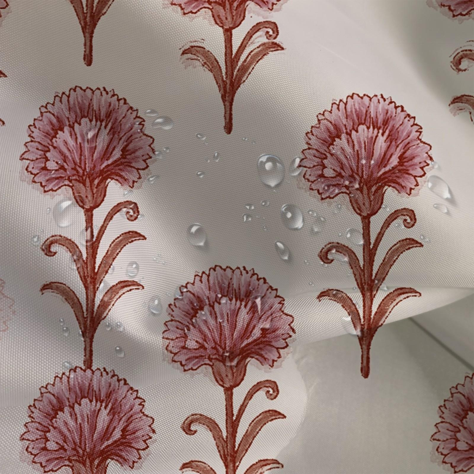Vintage Pink Carnation Floral Waterproof Shower Curtain, Easy to Install, Perfect for Home, Hotel & Dorm Bathroom Decor