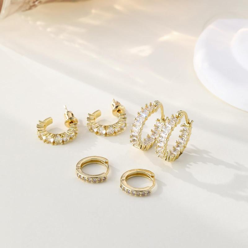 CAROVO 14K Gold-Plated Hoop Earrings Gold Plated Earring Set Rhinestone Cubic Zirconia Hoop Earrings Chunky Small Gold-Plated Hoops Huggie Earring for Women Gold Jewelry for Woman CAROVO 14K Gold-Plated Hoop Earrings Gold Plated Earring Set Rhinestone Cubic Zirconia Hoop Earrings Chunky Small Gold-Plated Hoops Huggie Earring for Women Gold Jewelry for Woman