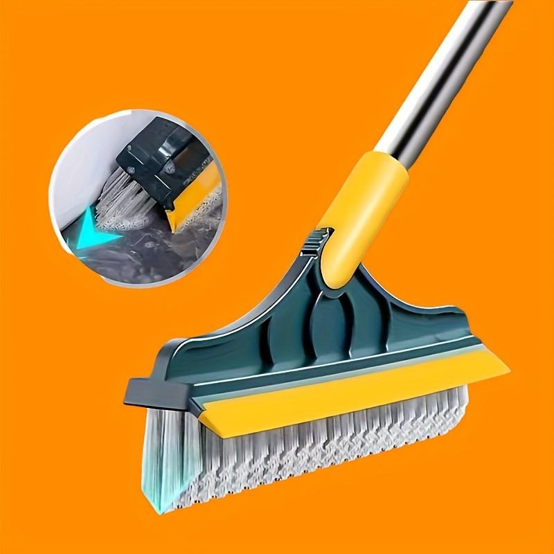3-In-1 Rotatable V-Type Floor Brush, Ergonomic Handle for Hard Floors, Durable Plastic Scrubber with Water Scraping, Multi-Purpose Tile Cleaner, Cleaning