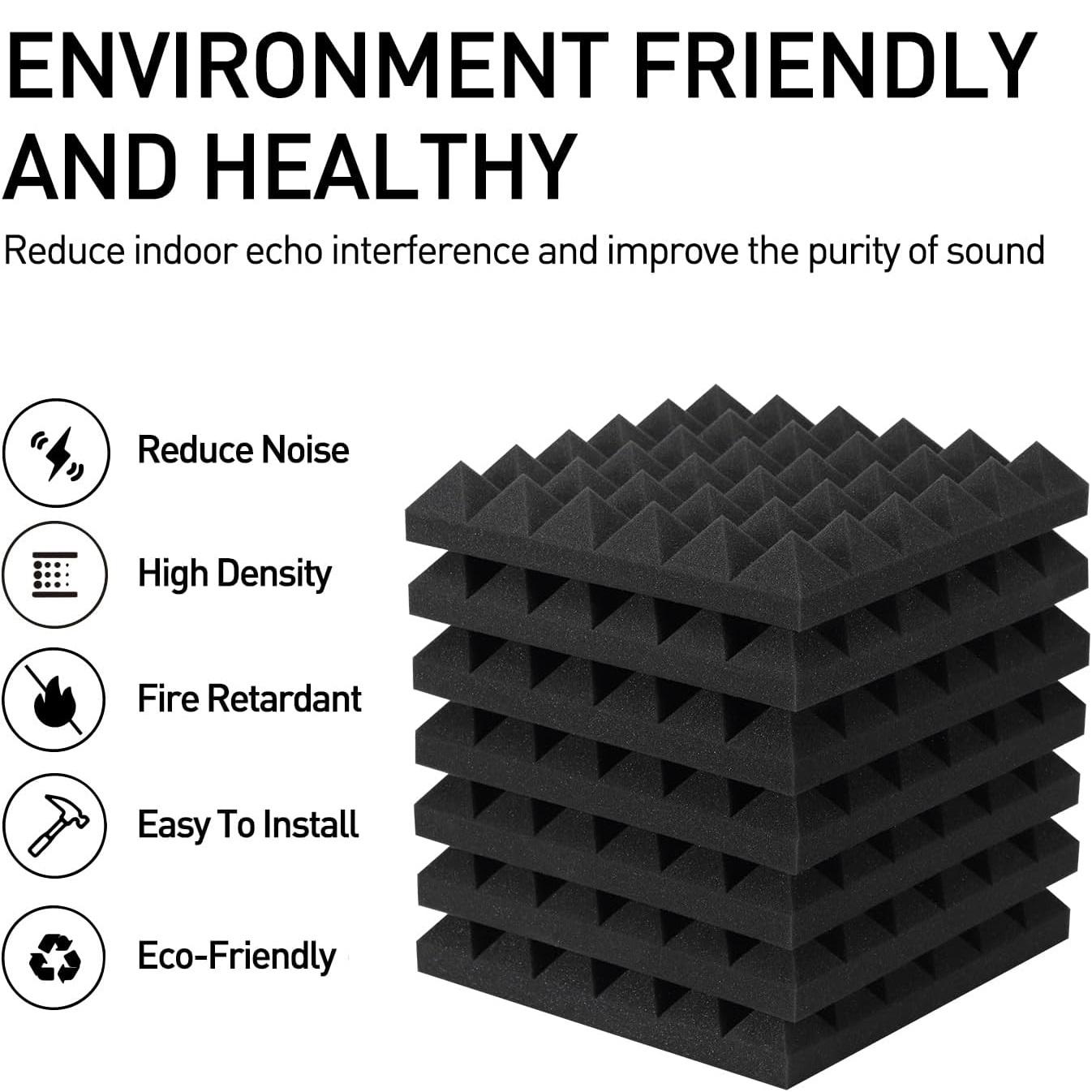 36 Packs Acoustic Foam Panels 1"×12"×12" High Density 25 kg/m³ Sound Proof Foam for Walls Noise Cancelling with 180 Pcs Self Adhesive No Tools Required