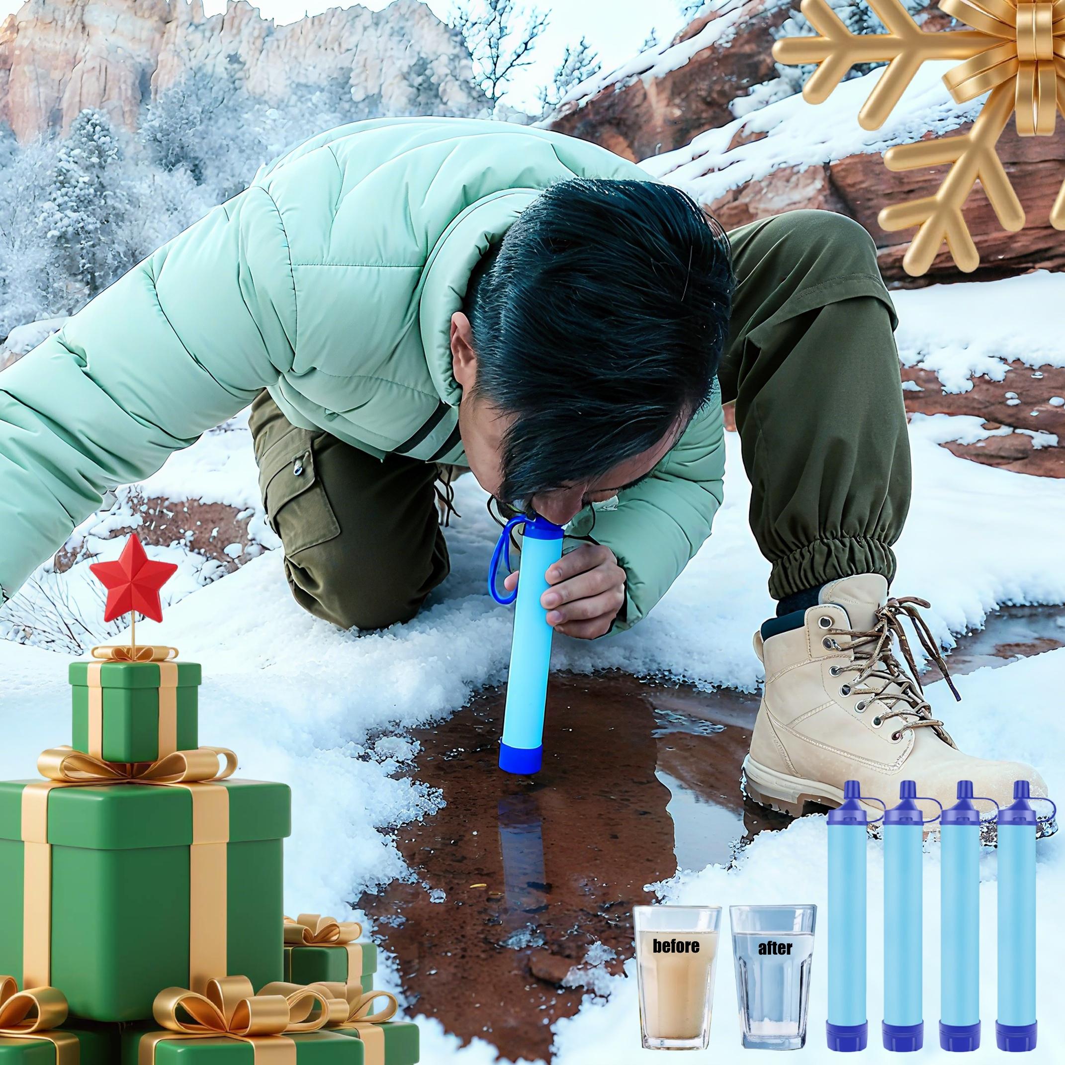 Outdoor Water Filter, Straw Water Filter, Portable Water Filter, Emergency Survival Water Purifier for Prepper Emergency Equipment Camping Supplies Hiking Camping