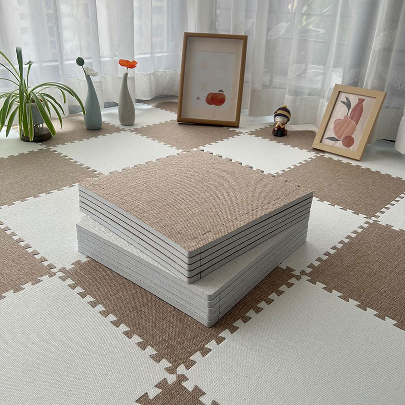 20-Piece Linen Patchwork Rug Set, Interlocking, Washable, Durable, Ideal for Bedroom, Living Room, Balcony, Office, 59.05x47.24 Inches