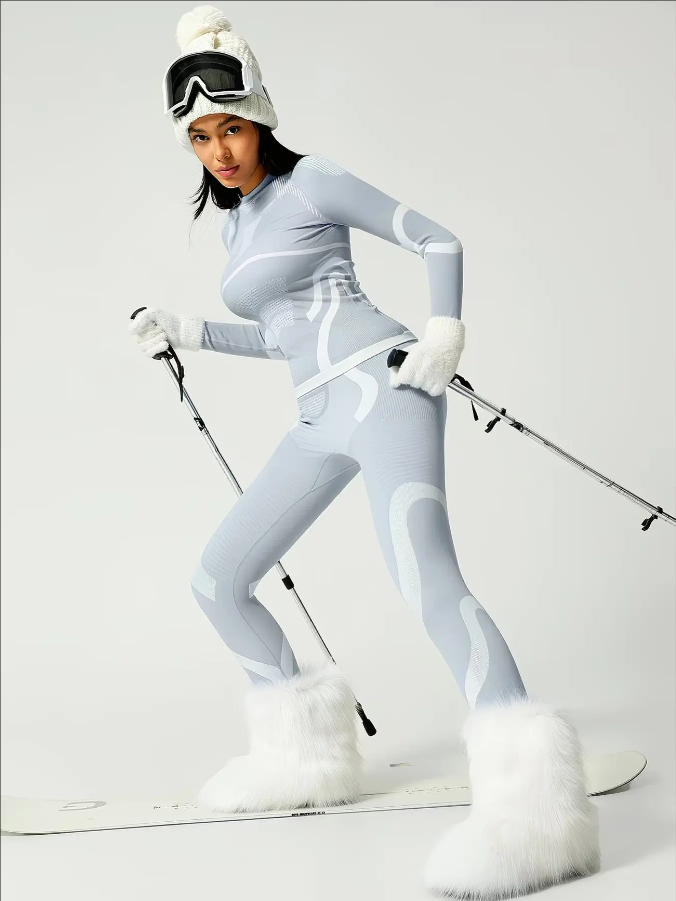 Two-Piece Fall Winter New Colorblock Ski Suit, Warm Fashionable Quick-Dry Women's Sports Outdoor Ski Fitness Compression Yoga Wear