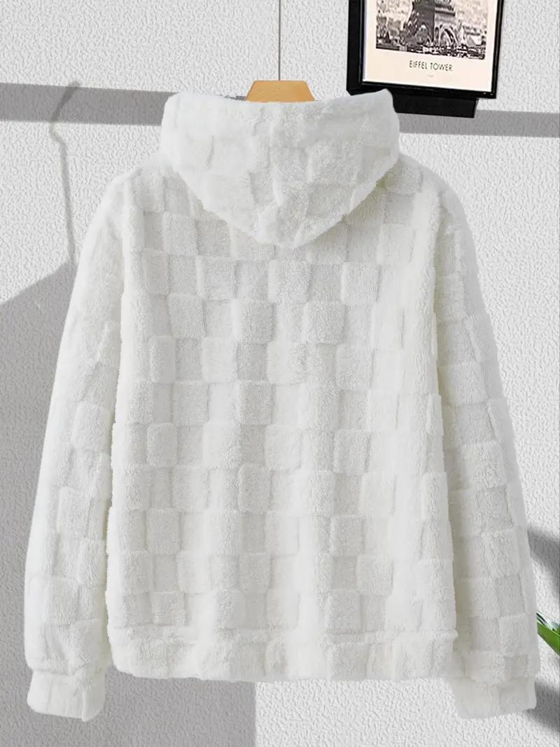 KZZ NewYork Hoodie Men's Letter Embroidery Pocket Textured Flannel Hoodie, Loose Casual Long Sleeve Hooded Sweatshirt for Fall & Winter, Menswear for Daily Wear, Mens Clothing Tops Pullover christmas gifts for him