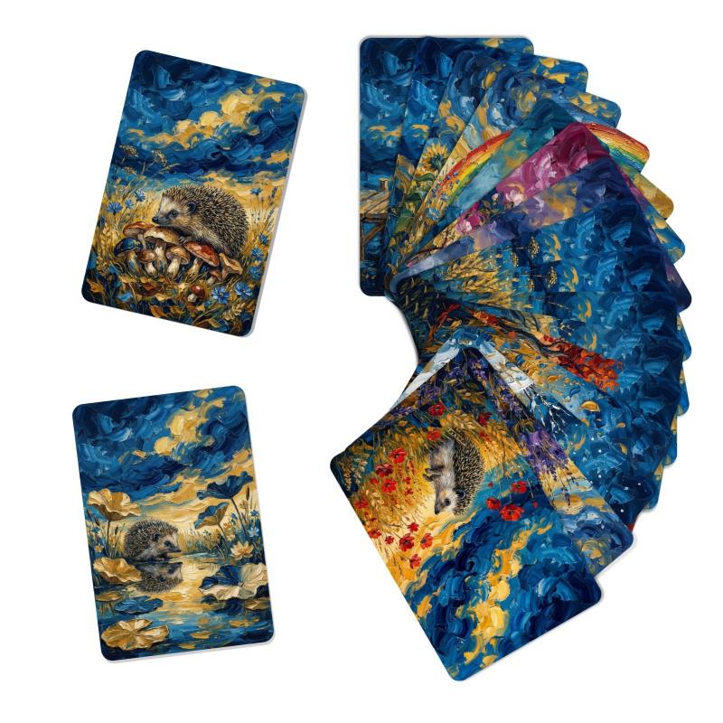 36-sheet cute watercolor hedgehog scenery art card set, cross-border new style, perfect for gift giving, blessing messages, greeting cards