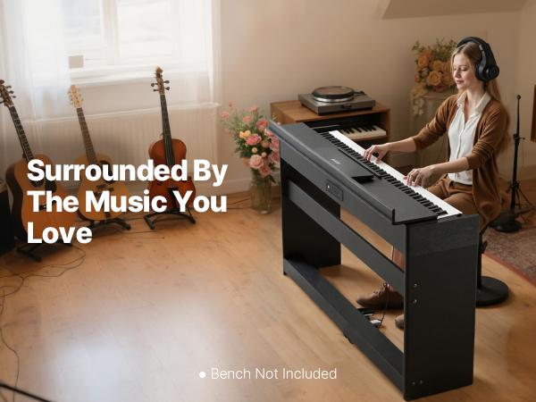 VEVOR Weighted Digital Piano, 88 Keys Fully Weighted, Electric Piano Keyboard with Furniture Stand, Power Adapter, Triple Pedal, 680 Tones, Support Wireless Connection, with Headphones, for Beginners VEVOR Weighted Digital Piano, 88 Keys Fully Weighted, Electric Piano Keyboard with Furniture Stand, Power Adapter, Triple Pedal, 680 Tones, Support Wireless Connection, with Headphones, for Beginners