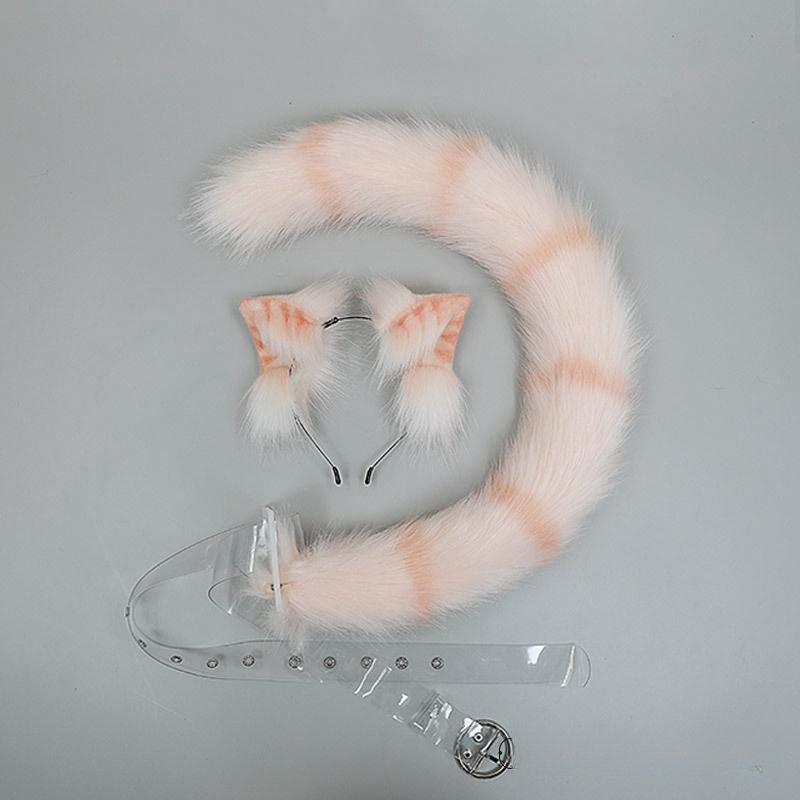 Tiger Spot Cat Ears Furry Tail Women Girls Lolita Animal Ears Hair Hoops Plush Tail Cosplay Costume Accessories