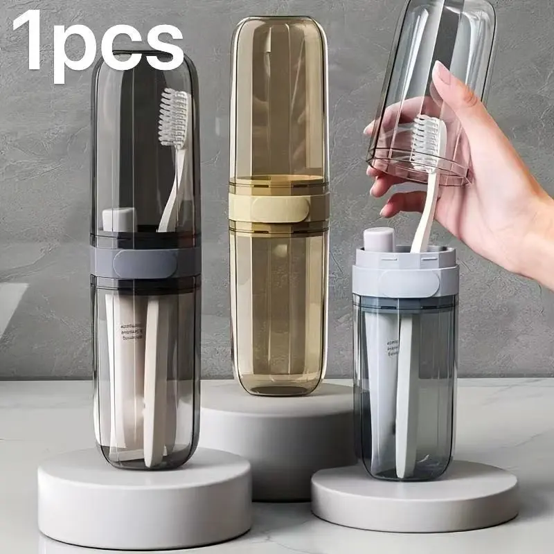 Portable Travel Toothbrush & Toothpaste Cup, Clear Toothbrush Holder with Cover, Toothbrush Organizer, Bathroom Accessories, Toothbrush Protector, Tooth Brush Holder for Bathroom