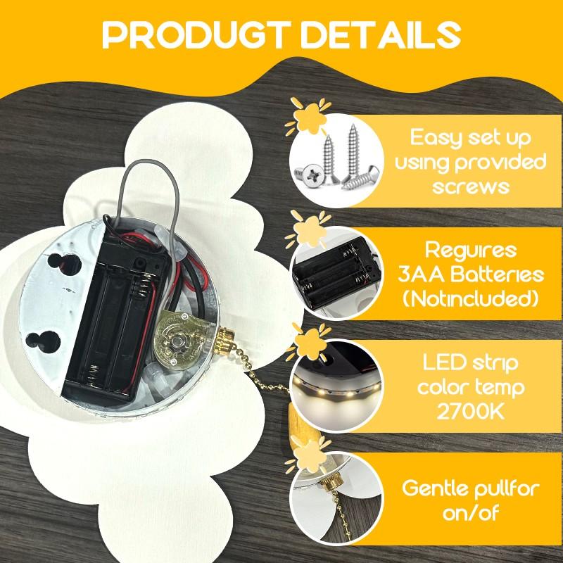 Battery Powered Floating Wall Light, Star Moon Butterfly Cloud Options, Upward Ceiling Night Lamp, Adhesive Cloud Ceiling Fixture, Clouds Light