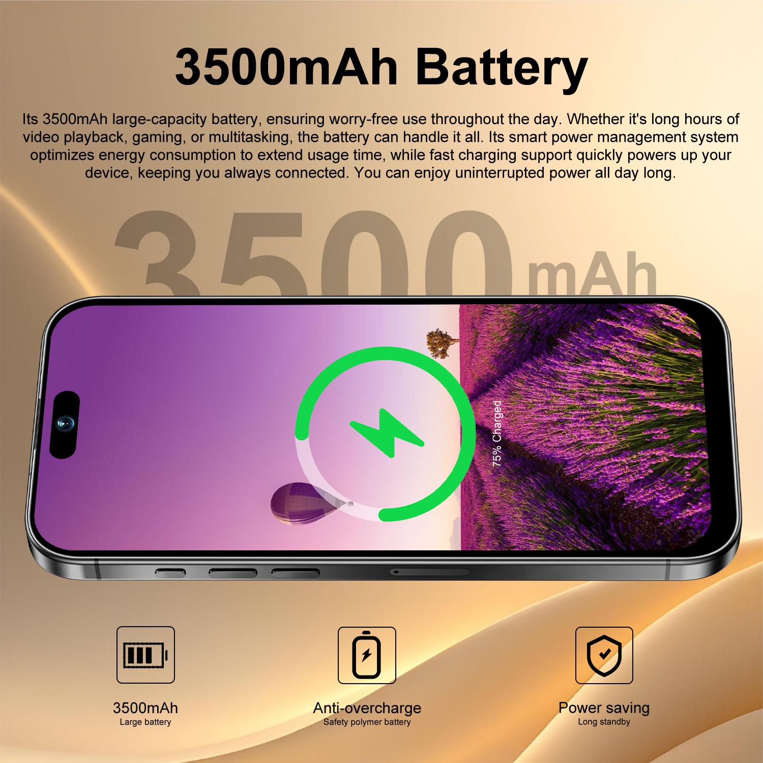 Astarry 17 Pro Max Large Screen Smartphone Mobile Phone, 6gb+128GB RAM, 6.61-Inch Screen, Dual Sim, 8+20mp Camera, 4g Network, Wi-Fi Bluetooth-compatible, Type-C Port