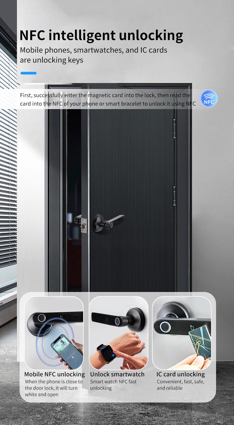 Fingerprint Smart Lock No Key Required Electric Door Lock Digital Keypad Lock for Home & Office, Easy Installation Smart Handle Lock with Advanced Security Features for Wooden Doors