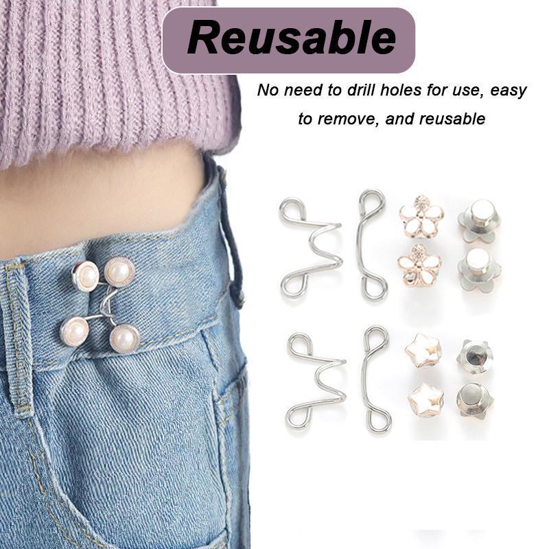Flower Design Jeans Waist Tightener, Adjustable Detachable Metal Waist Cinch Buttons, No Sew Pants Waist Clips, Fashion Floral Accessories For Women, Suitable For Loose Denim And Daily Outfits