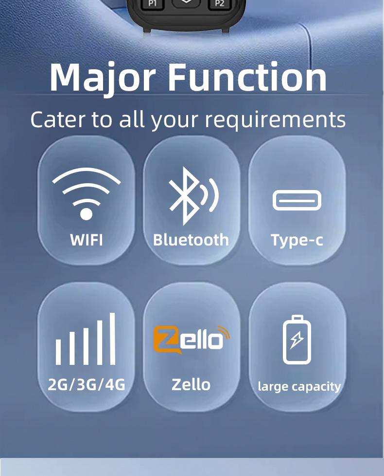 Lifetime free SIM card service supports WiFi, Bluetooth, 2G4G for unlimited distance communication, PoC wireless intercom for high-definition communication, ultra long standby, commercial fleet, outdoor self driving, professional intercom equipment