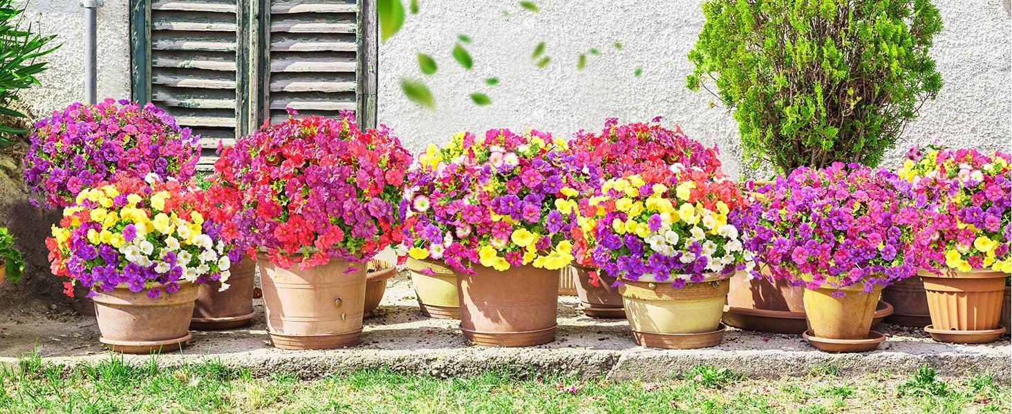 14 Bundles Artificial Flowers for Outdoors, Purple & Fuchsia fake plant