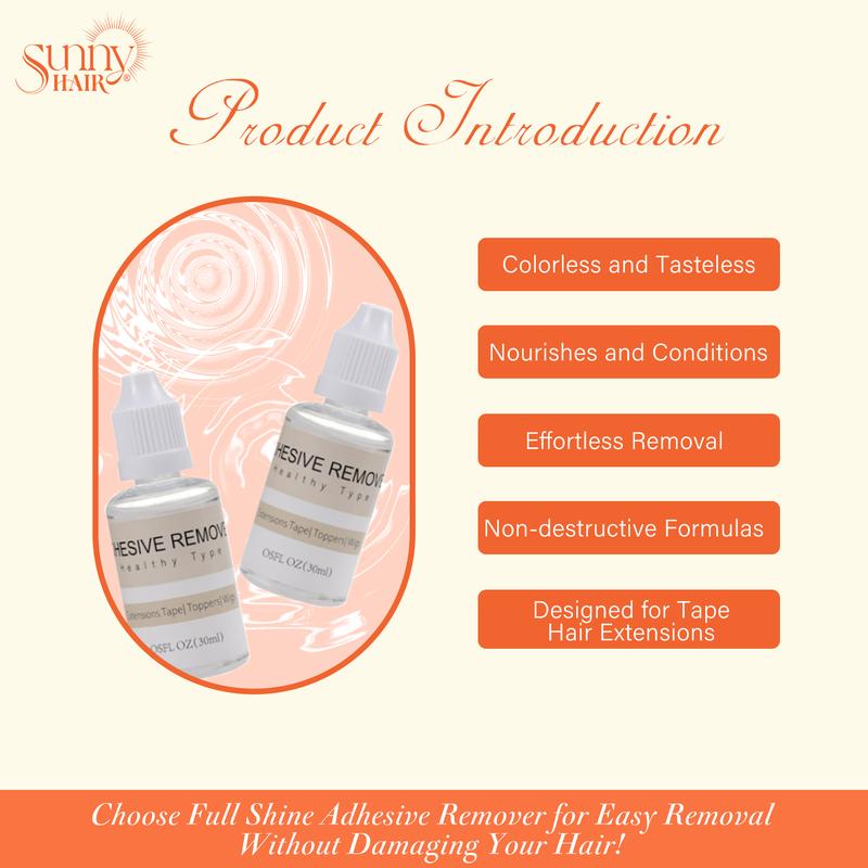 SunnyReplacement Tape Double Sided Tape in Hair Extensions White 0.8cm*4cm 12 pcs and Adhesive Remover, Tape in Hair Extension Remover