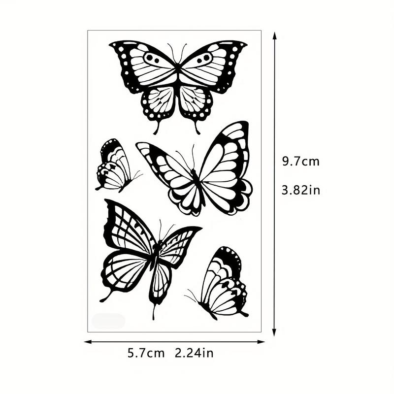 Temporary Tattoo Stickers with Butterfly Design, Waterproof Fake Tattoos for Women, Durable Party Use, Finger Wrist Clavicle