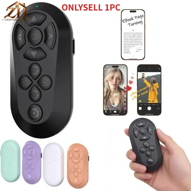 ZVHE Bluetooth Remote Button TikTok Scrolling, Page Turning, Volume Control & Camera Shutter| HandsFree Phone Controller iPhone & Android, 2026 Upgraded, Batteries