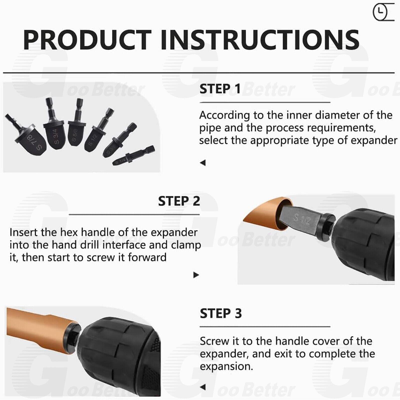 7x Swaging Tube Expander Tool Drill Bit Set Air Conditioner Copper Tube ...