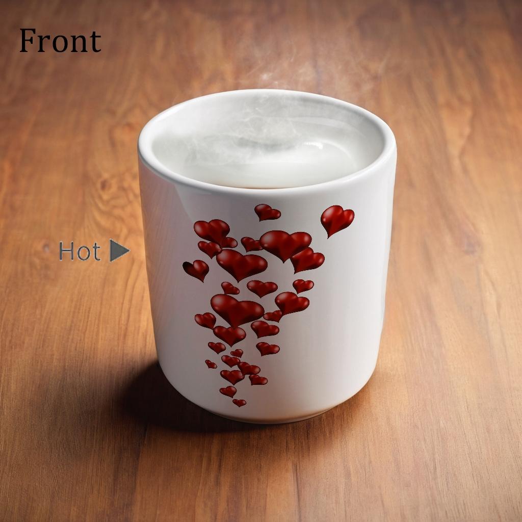 Magic Color Changing Heart Shape Mug, Heat Sensitive Coffee Mug, Perfect Mother’s Day Gift, Valentine’s Day Gift & Birthday Gifts for Her & Him