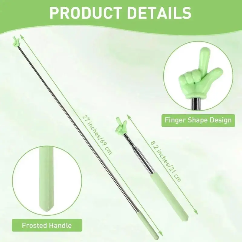6PCS Stainless Steel Extendable Teacher Pointer Sticks, 8.2 to 27in Flexible Retractable Presentation Pointer, Colorful 5-Color Mini Handheld Whiteboard Sticks for Classroom Conference