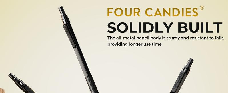 Metal Mechanical Pencil Set, 3PCS Art Drafting Pencils 0.5, 0.7, 0.9MM & 2PCS 2MM Mechanical Drawing Pencils with 420PCS Leads (4B 2B HB 2H Color) for Writing Sketching Drawing