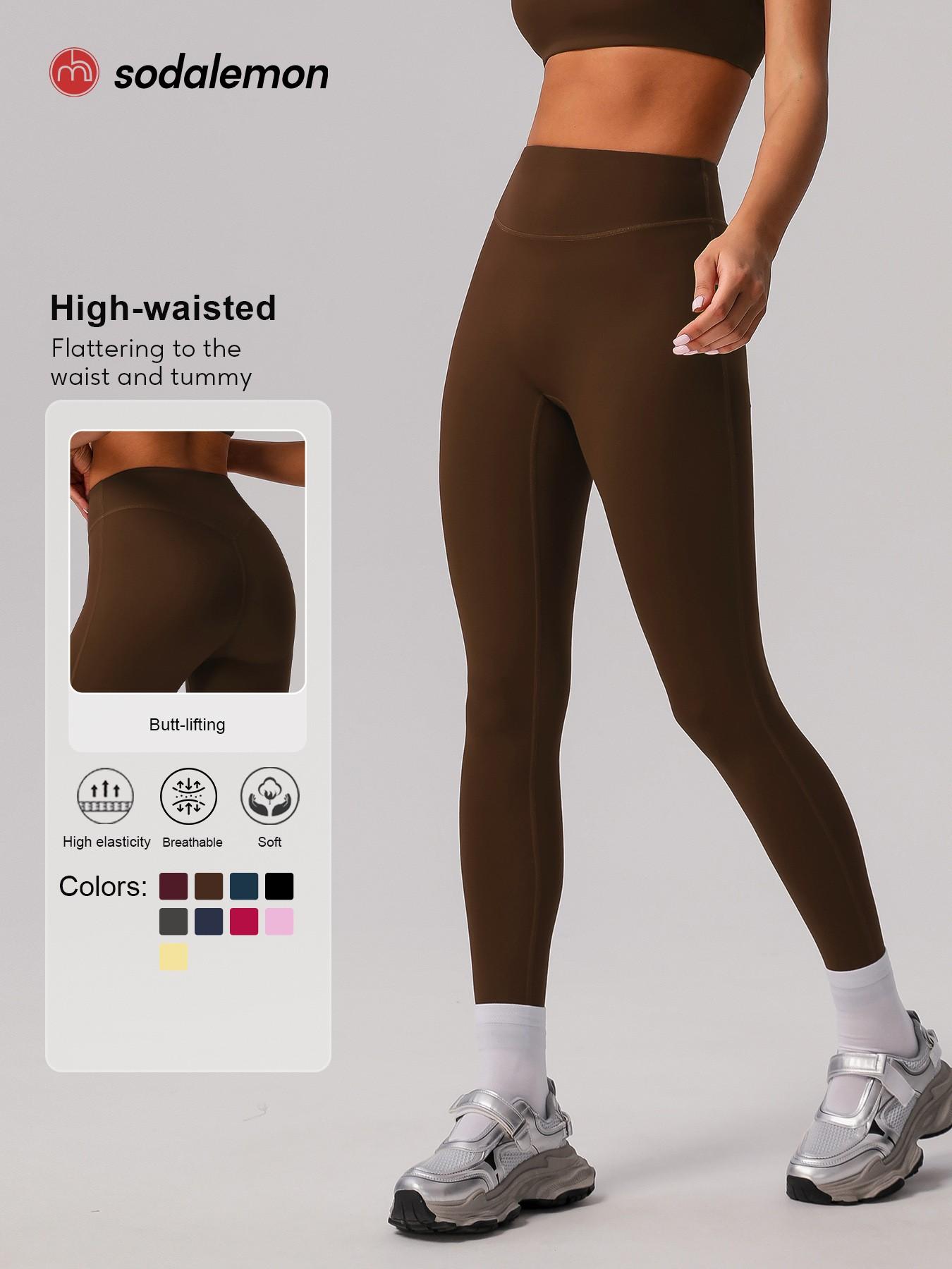 Women's Solid High Waist Sports Leggings, High Waisted Leggings, Casual Comfy Breathable Skinny Pants for Yoga Gym Workout Running, Ladies Sportswear for All Seasons, Womenswear