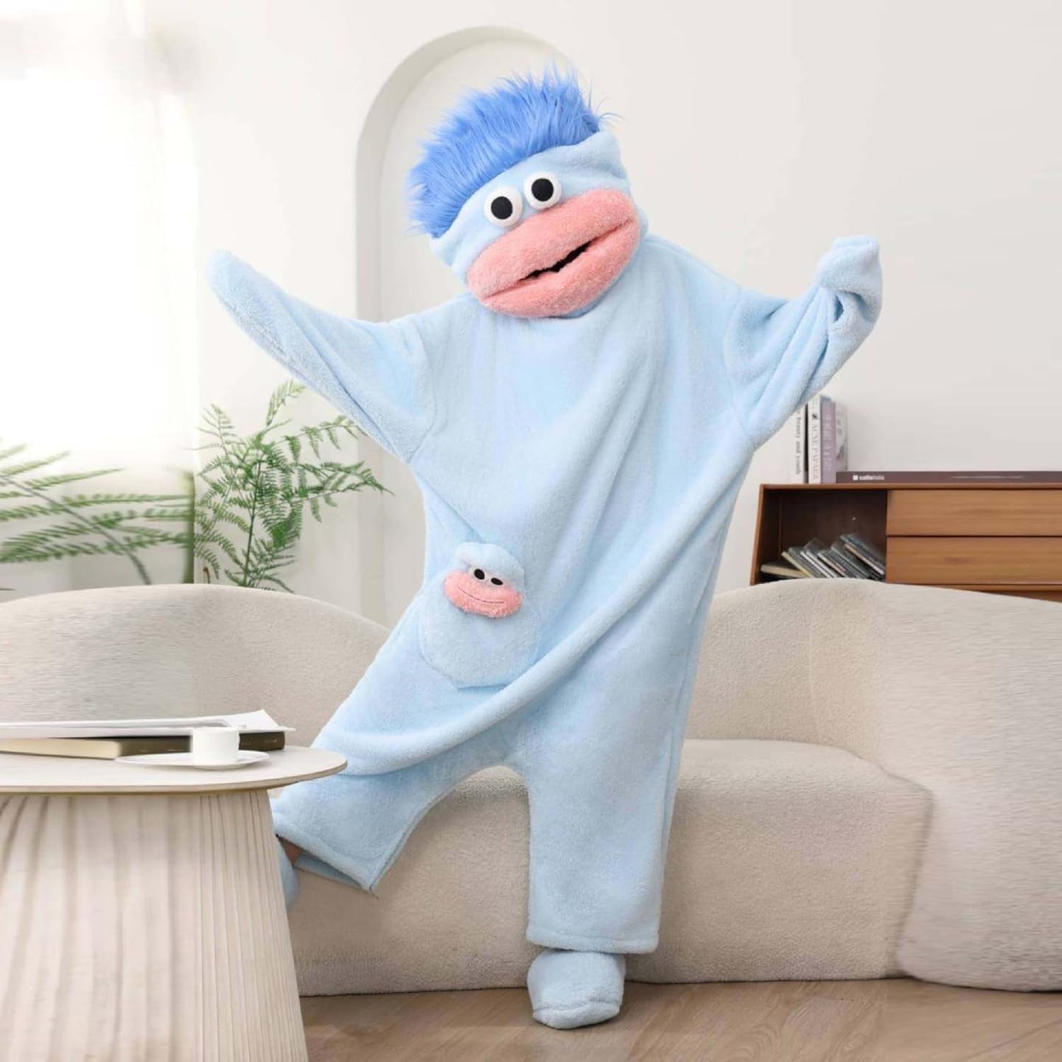 Green Plush Frog Monster Onesie Pajamas - Hoodie Robe, Baggy Full-Body Loungewear, Goofy Cozy Long-Sleeve Soft Fabric Sleepwear (Festive Party Accessory)
