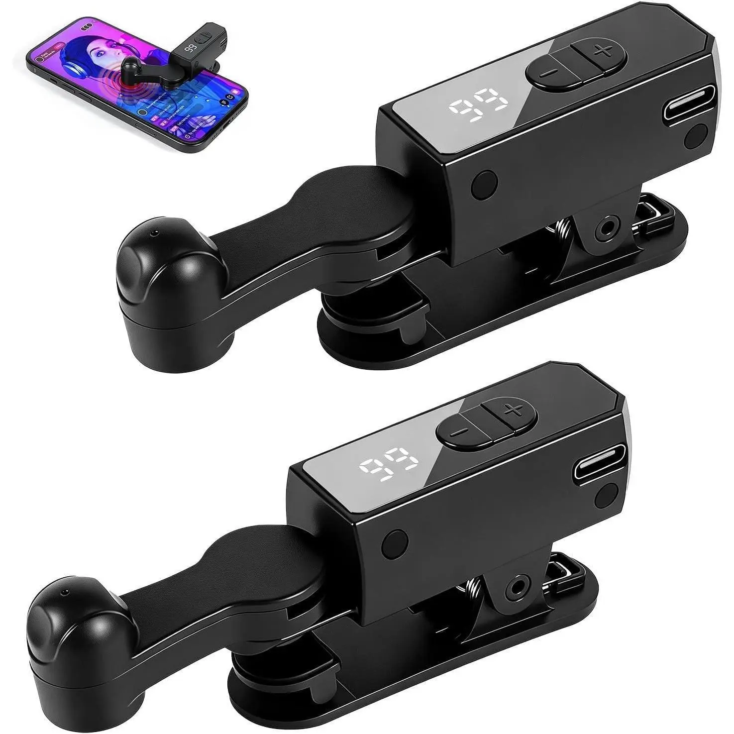 Wireless Auto Clicker Smartphone Accessory - Rechargeable Screen Tapper for iPhone, iPad, Android - 107 Adjustable Speeds for Gaming, Repetitive Tasks - Black, 2 Pack E-Commerce Essentials