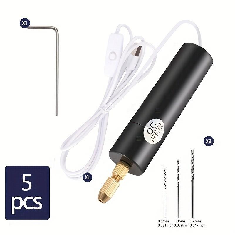 USB Mini Electric Drill Set for Resin Aluminum Rotary Tool, Multiple Drill Bits Handheld Needle Clamp Kit, Small DIY Drilling Projects Keychain Crafts ()