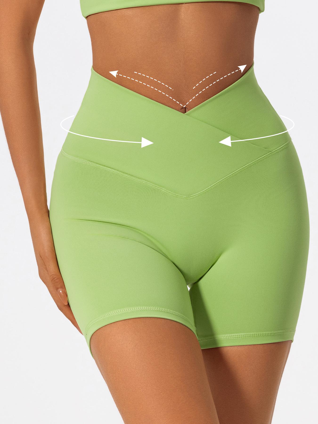 Women's Solid High Waist Sports Shorts, High Stretch Seamless Yoga Shorts, Active Shorts, Ladies Sportswear for Indoor Outdoor Wear, Gym Workout Shorts