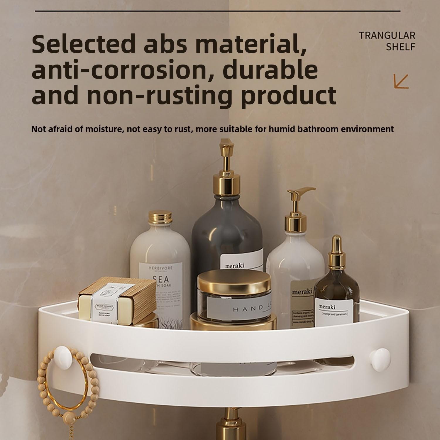 Corner Shower Rack, No-Drill Suction Cup Corner Shelf, Rustproof Abs Plastic Wall-Mounted Bathroom Organizer, Space-Saving Shower Caddy