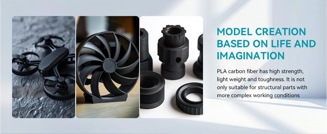 SUNLU Carbon Fiber PLA, Strong and Lightweight PLA 3D Printer Filament, PLA Filament 1.75mm Dimensional Accuracy +/- 0.02 mm, Neatly Wound 3D Printing Filament, 1KG Spool. (Black)