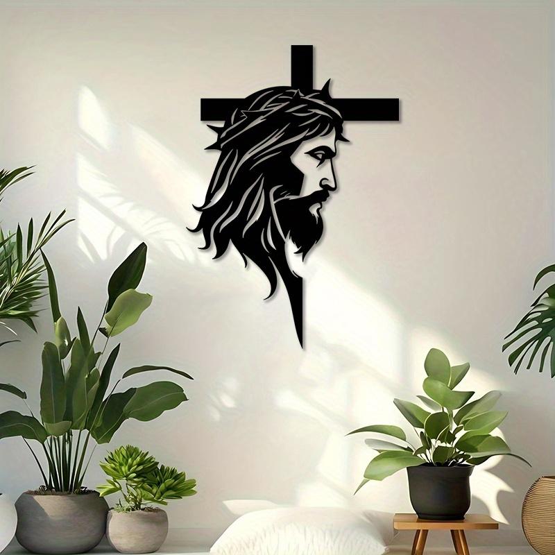 Jesus Cross Wall Decor, Metal Christian Religious Decoration, Simple Design for Home, Church, Office, Christmas, Easter, Thanksgiving