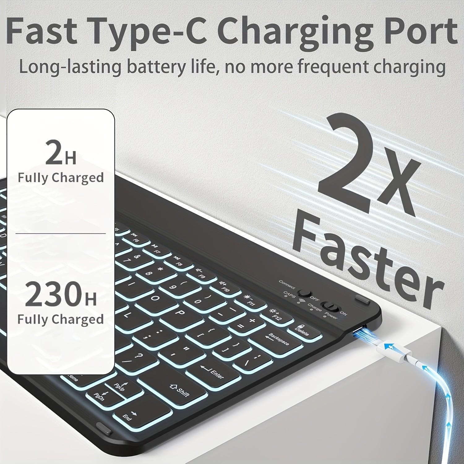 Bluetooth-compatible Keyboard Case for 10th Gen iPad, RGB Backlit Keyboard, Slim Stand Protector, Pen Slot, Shell, Compatible with A16 iPad (2022)