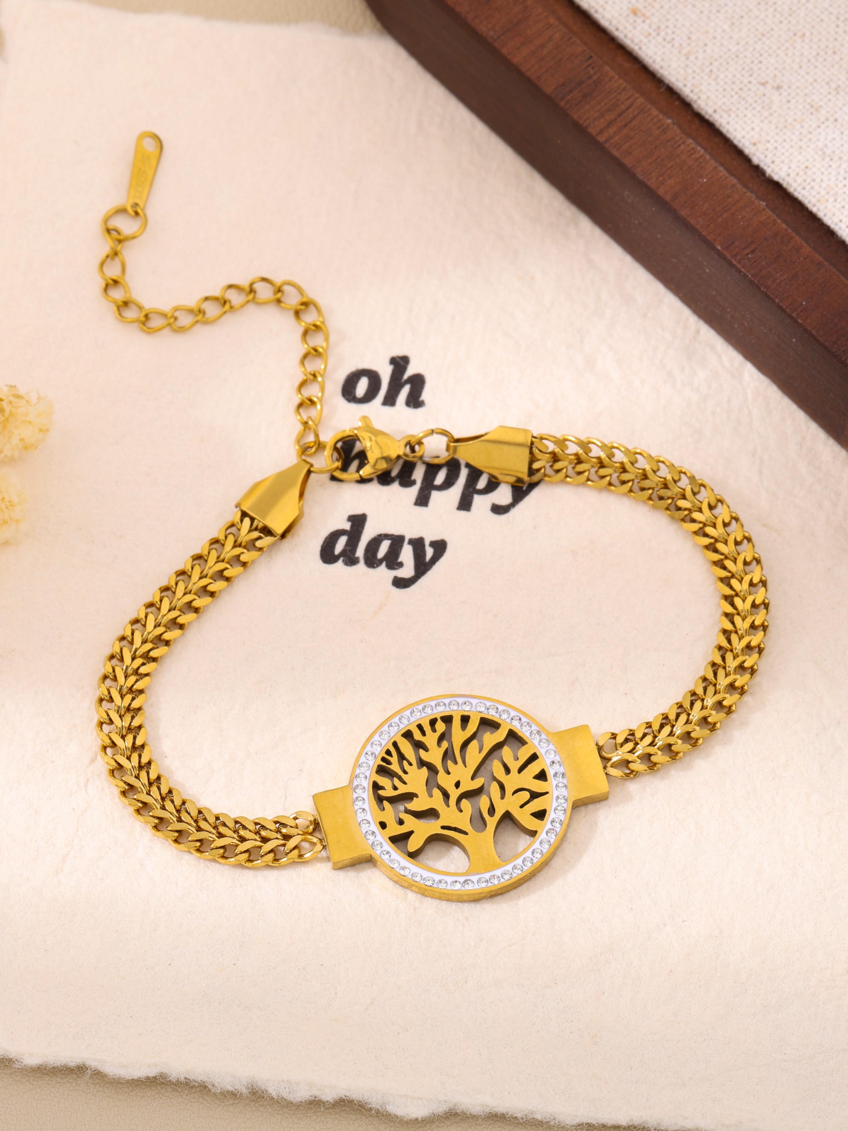 Elegant Zirconia Tree Bracelet, Life Tree Design, Versatile Jewelry Accessory for Everyday Wear, Enhance Your Layered Style