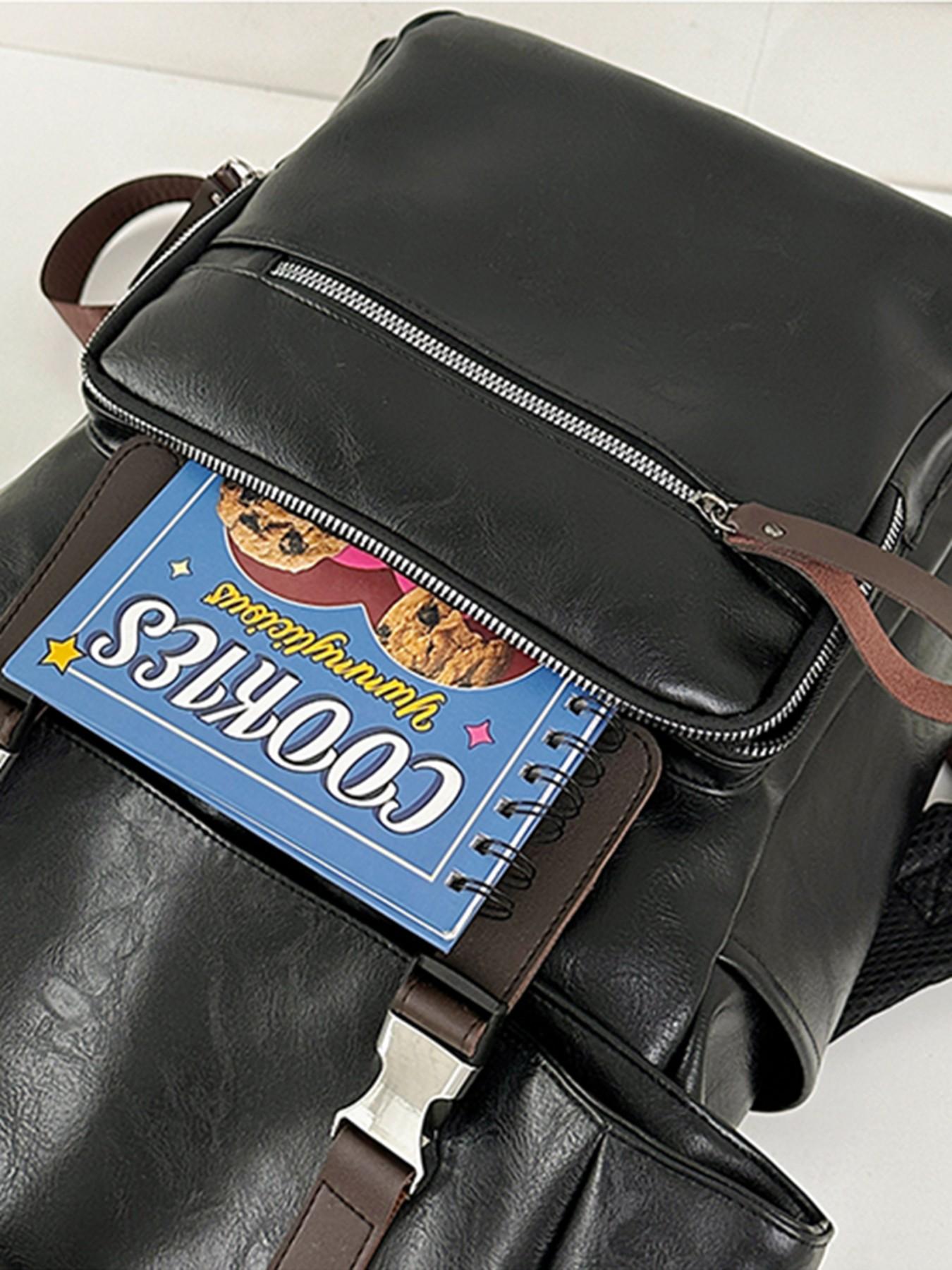 Vintage Patchwork Backpack, Soft Leather Commuter Laptop Bag, Men's Business Travel Backpack, Unisex Casual Bookbag, Durable Material