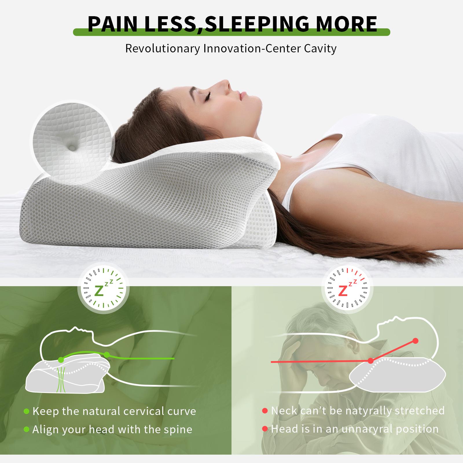 Easy-Going Memory Foam Pillow, Breathable Cervical Neck Pillow, Multifuctional Pillow for Neck Shoulder Pain Relief, Bed Contour Pillow for Side, Back Sleepers, Bedding Accessories