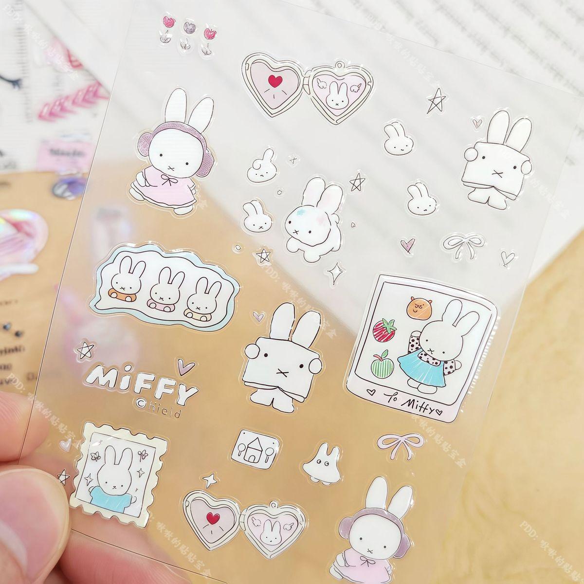 Cute Miffy 3D Nail Stickers Kawaii Glass Camera Nail Stickers Decoration Anime Printing Stickers Holiday Surprise Gifts