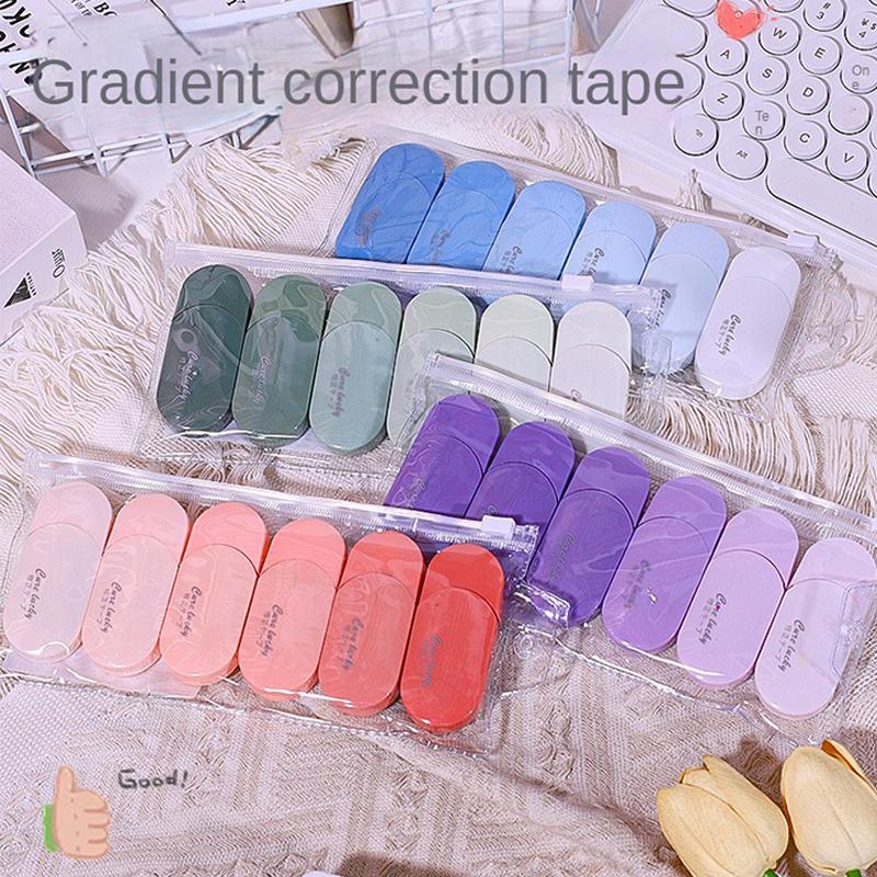 6pcs Macaron Color Mini Correction Tape Set, Soft Colors, Portable and Stylish, Light Blue, Mint, Lavender, Sky Blue, Smooth Finish, Ideal Gift