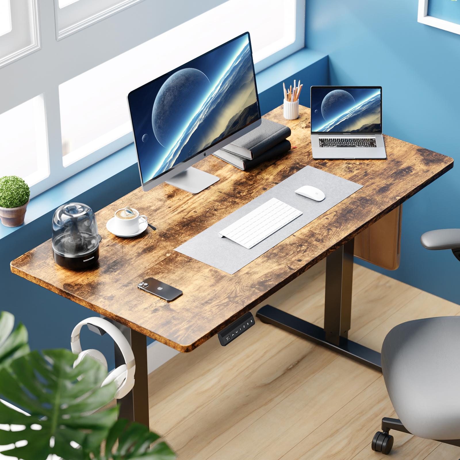 RIMIKING Smart Adjustable Standing Desk with Memory Control,Height Adjustability,Multi-Function Control Panel,Eco-Friendly Desktop,Spacious Workspace,Versatility,Convenient Add-Ons, ELT