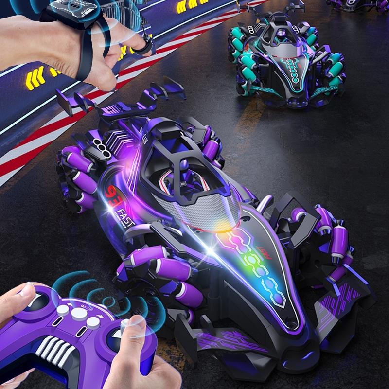 Cyber Neon Wind F1 Rc Stunt Cars Remote Control Car, LED Lights Music Effects, Dual Control Modes, Stunt Performances, Suitable for Ages 12+