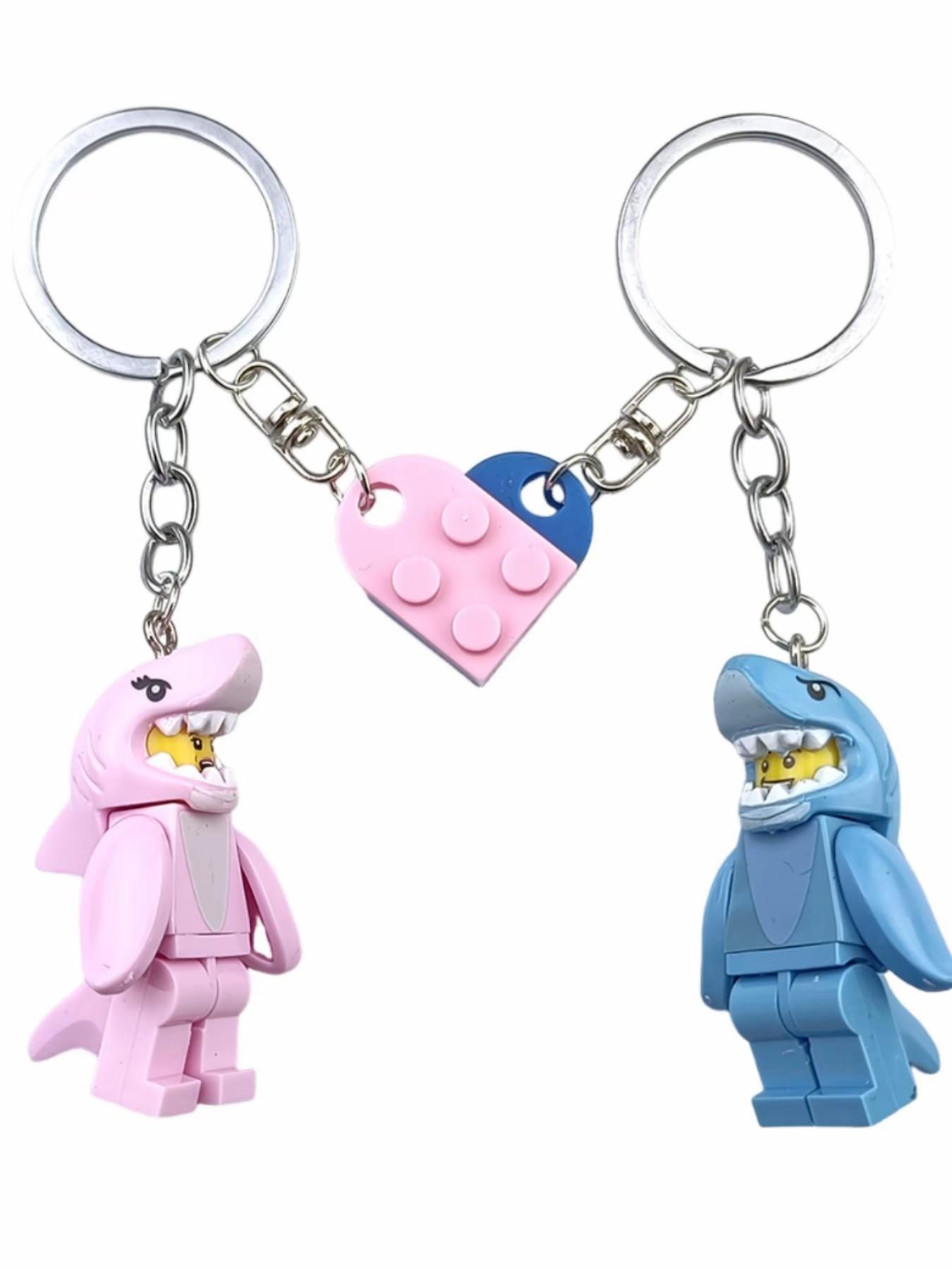 Puzzle Shark Couple Keychain, Blue Heart Half-Puzzle Keychain, Cute Love Accessory, Friendship Keychain Gift, Casual Style, Couple Key Ring Puzzle Shark Couple Keychain, Blue Heart Half-Puzzle Keychain, Cute Love Accessory, Friendship Keychain Gift, Casual Style, Couple Key Ring
