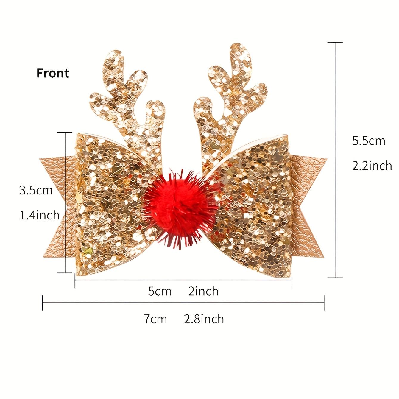 Elk-Themed Non-Toxic Pet Hair Clip with Shiny Antlers & Bowknot for Dogs & Cats - Elk Antlers for Christmas Costumes, Year-Round Collar or Harness Accessories, Cute Antler Clip for Cat & Dog Outfits (No Toxic Plants)