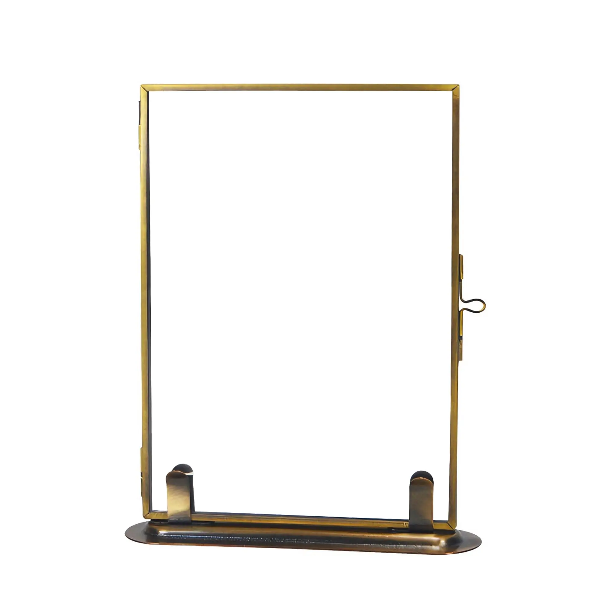 GAOMON Rectangular Retro Minimalist Metal Floating Frame, Large 5.5×1.6×7.1in (140×40×180mm), Double Glass, Solid Brass Base, Easy to Use, Ideal for Home Decoration, Wedding Table Centerpiece & Gifting